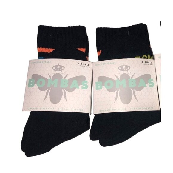 Bombas Accessories - Bombas Size XS Black Socks Bee Kids Adult Stripe Mid Calf Arch Support NEW